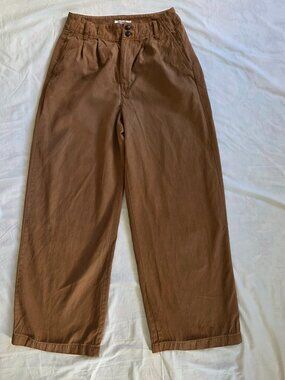 Madewell women's trousers, size 0 Harlow model, brown, wide-leg with pleats